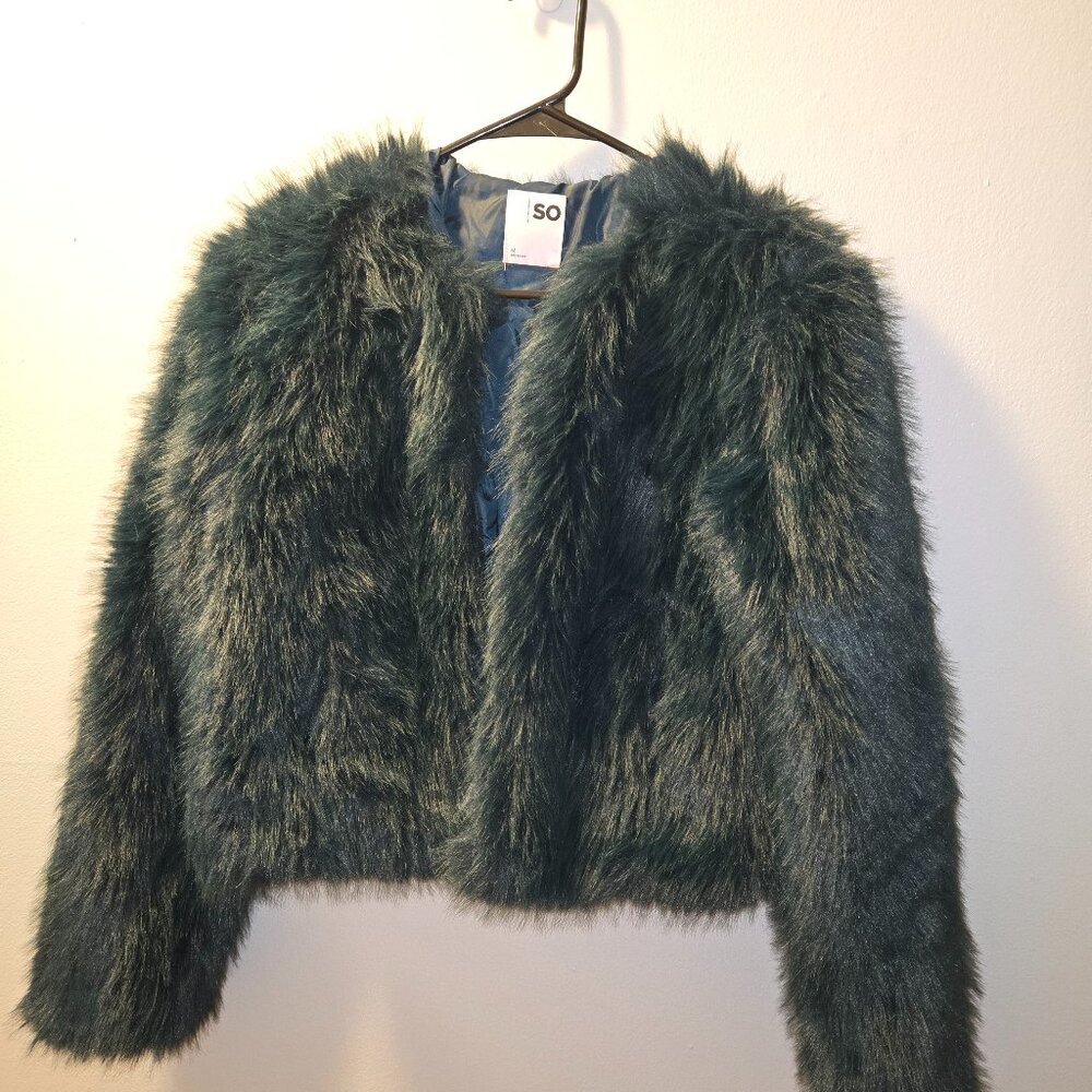 Teal Green Jewel Toned Fur Coat by So